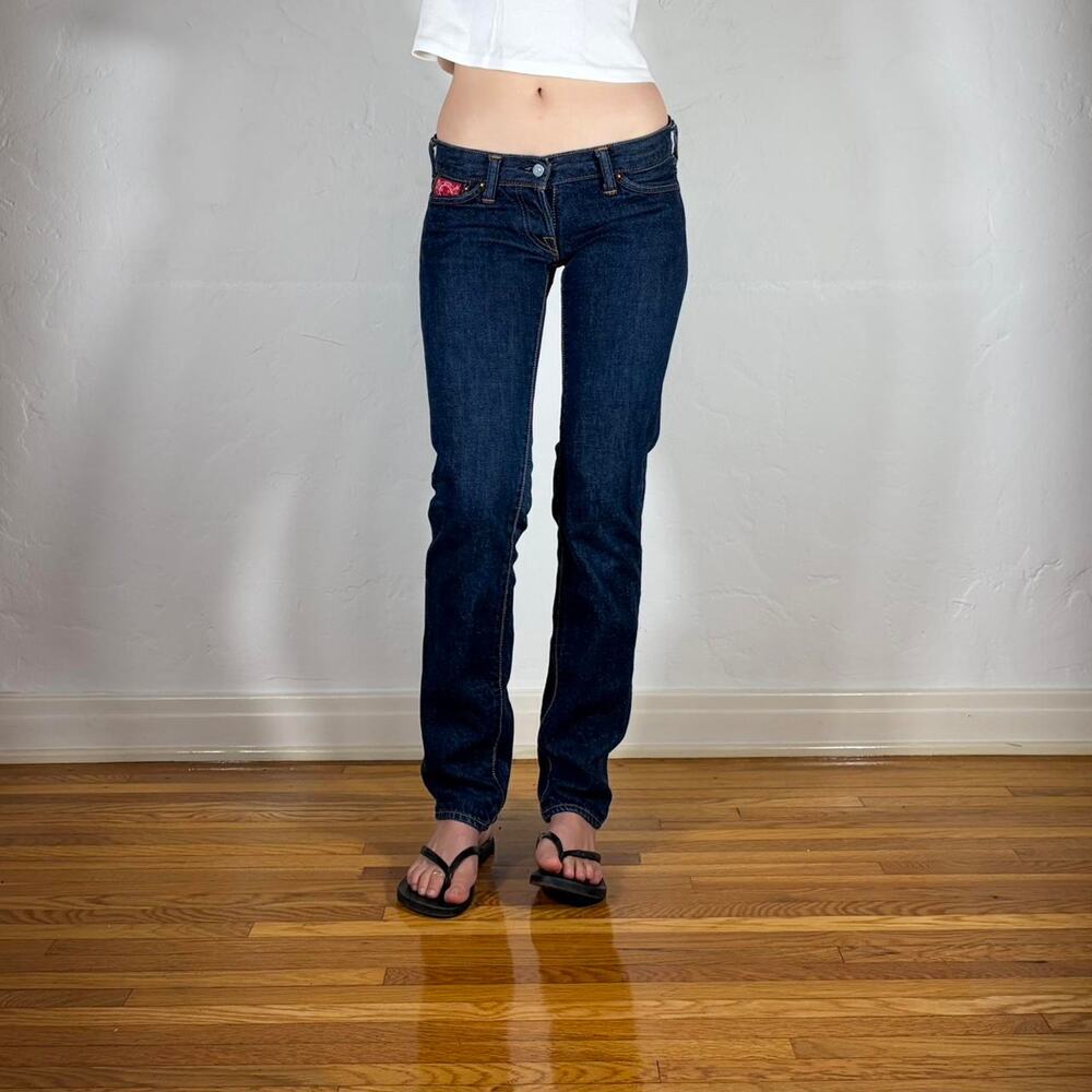 Evisu dark blue low rise